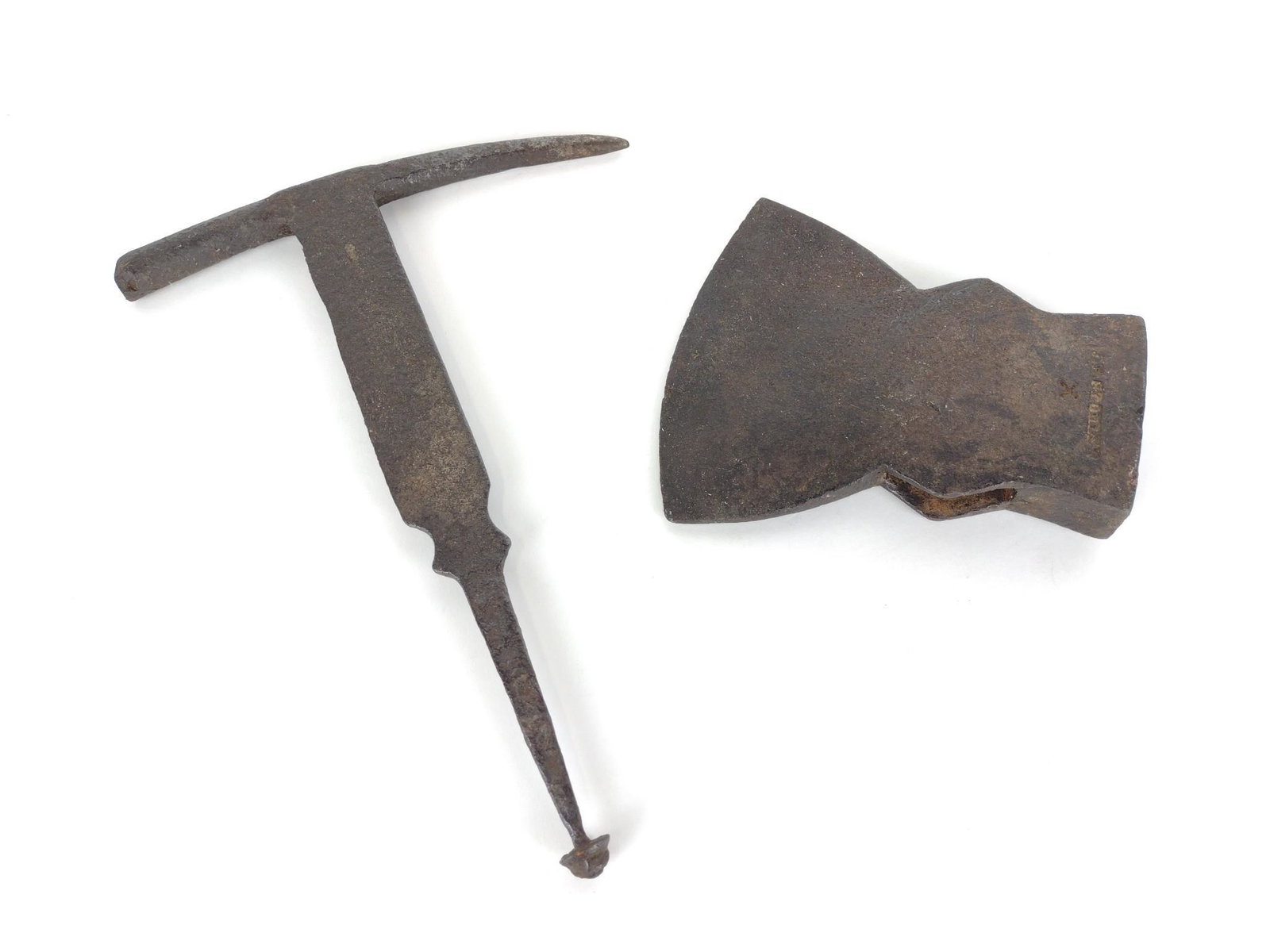 J.B. Stohler (Lebanon) Axe & Pick: Pick unmarked. 6-3/4" to 8-3/4" wide x 6" to 11-3/4" high. KE. IMPORTANT: Before bidding, please read the terms and conditions. When you registered for the auction you agreed to these terms and will b
