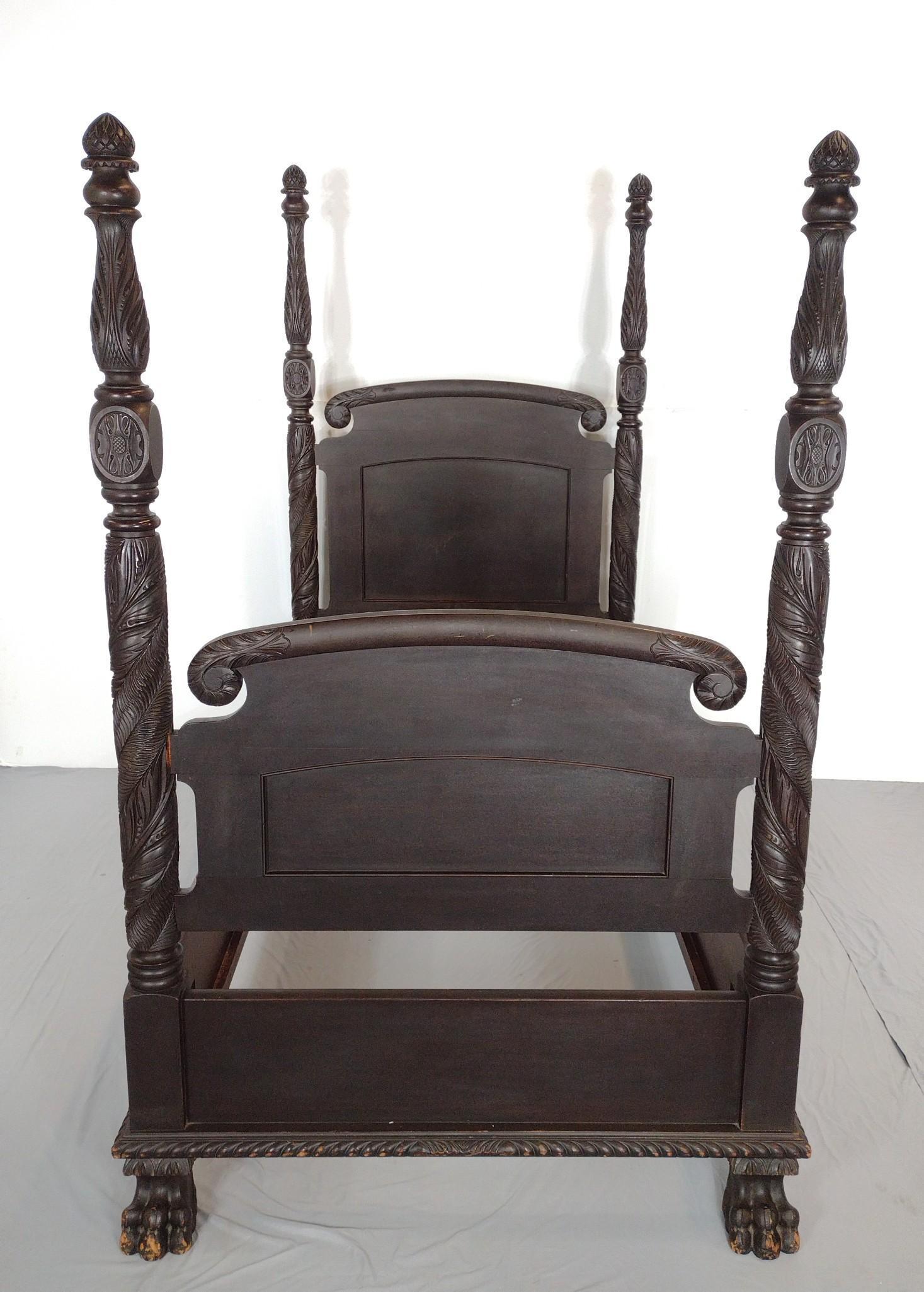 Antique Carved Four Post Bed (1 of 12)