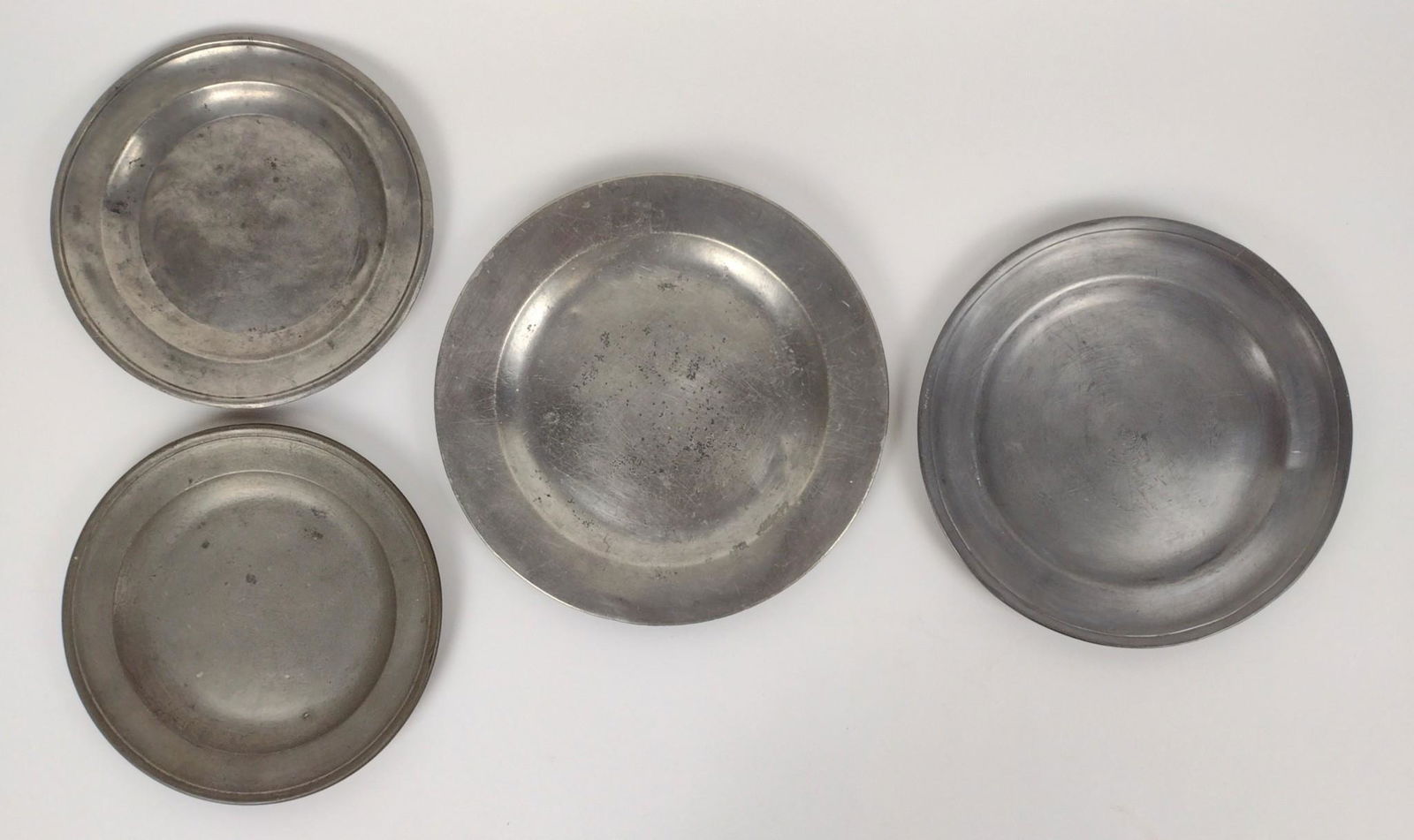 4 19th c English Pewter Plates (1 of 3)