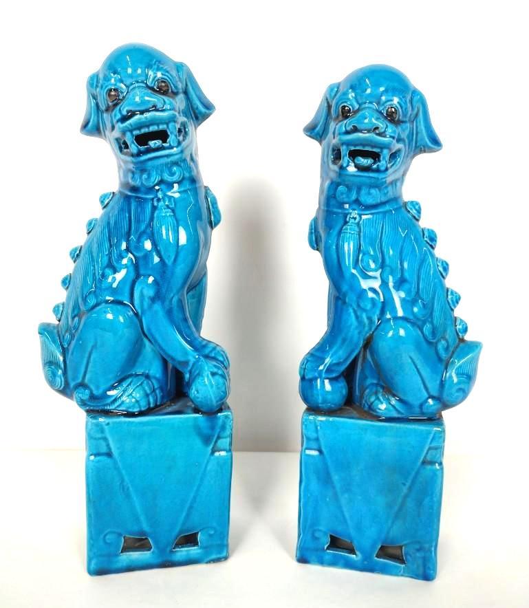 Pr Blue Ceramic Foo Dogs (1 of 3)
