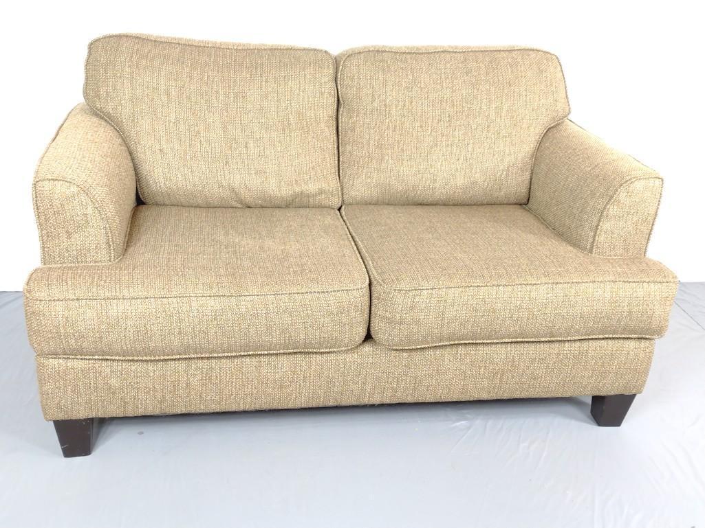 Loveseat: 65" wide X 36" deep X 32-1/4" high. MG. IMPORTANT: Before bidding, please read the terms and conditions. When you registered for the auction you agreed to these terms and will be required to comply wi