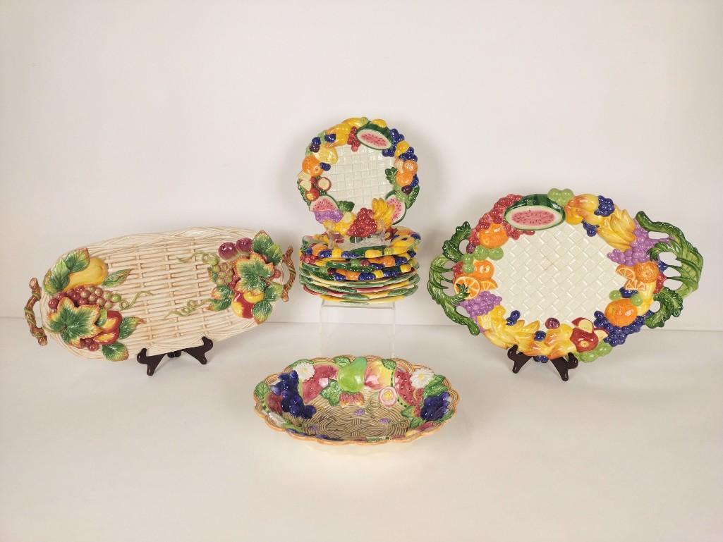 11 Pcs Fitz and Floyd Fruit Decorated Ceramics (1 of 6)