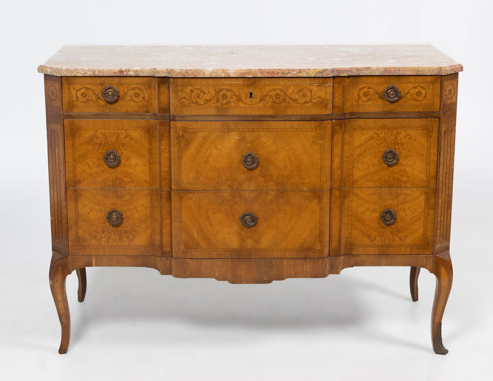 French Louis XV Style Marble Top Buffet (1 of 10)