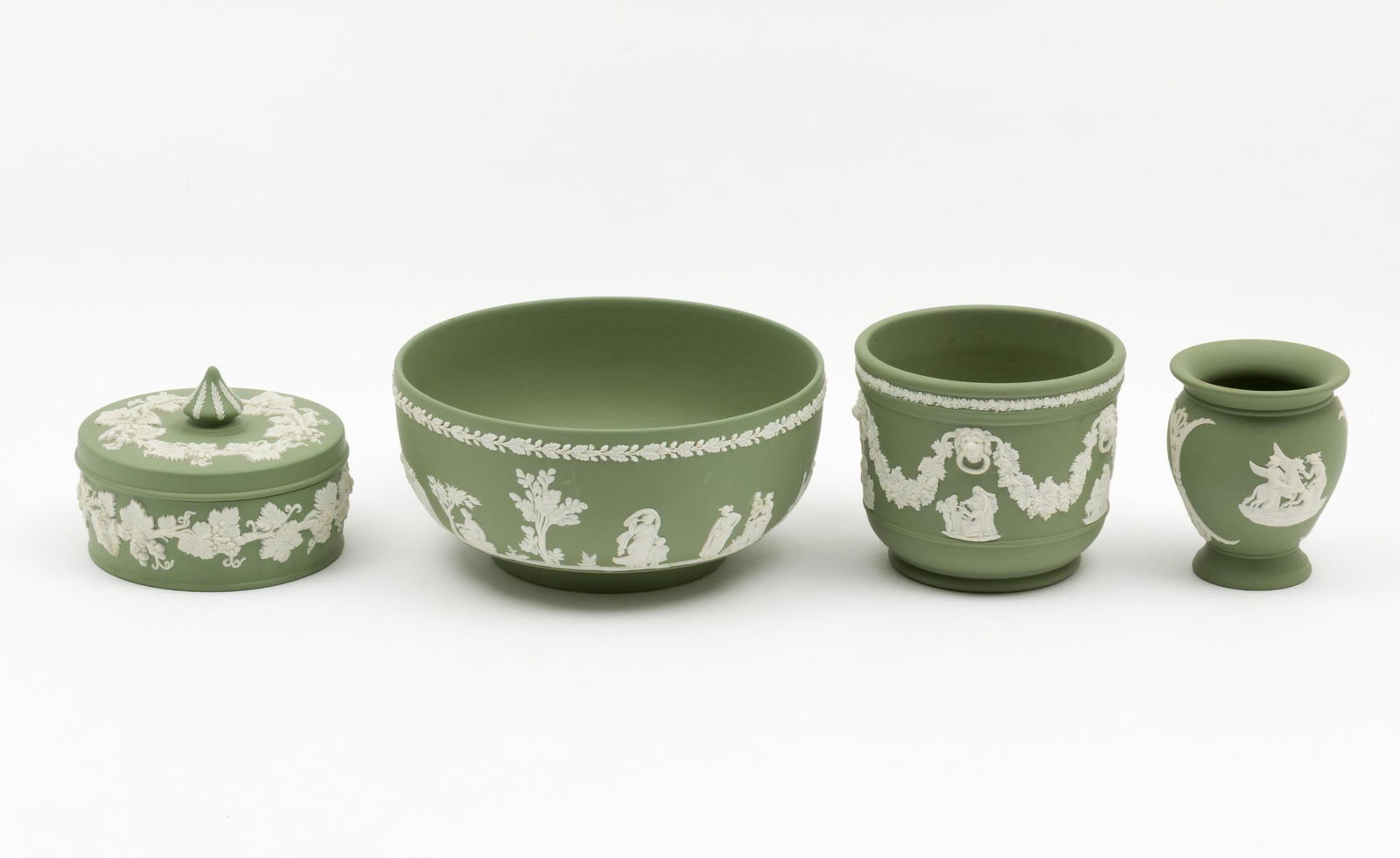 4 Pcs Wedgwood Light Green Jasperware (1 of 14)
