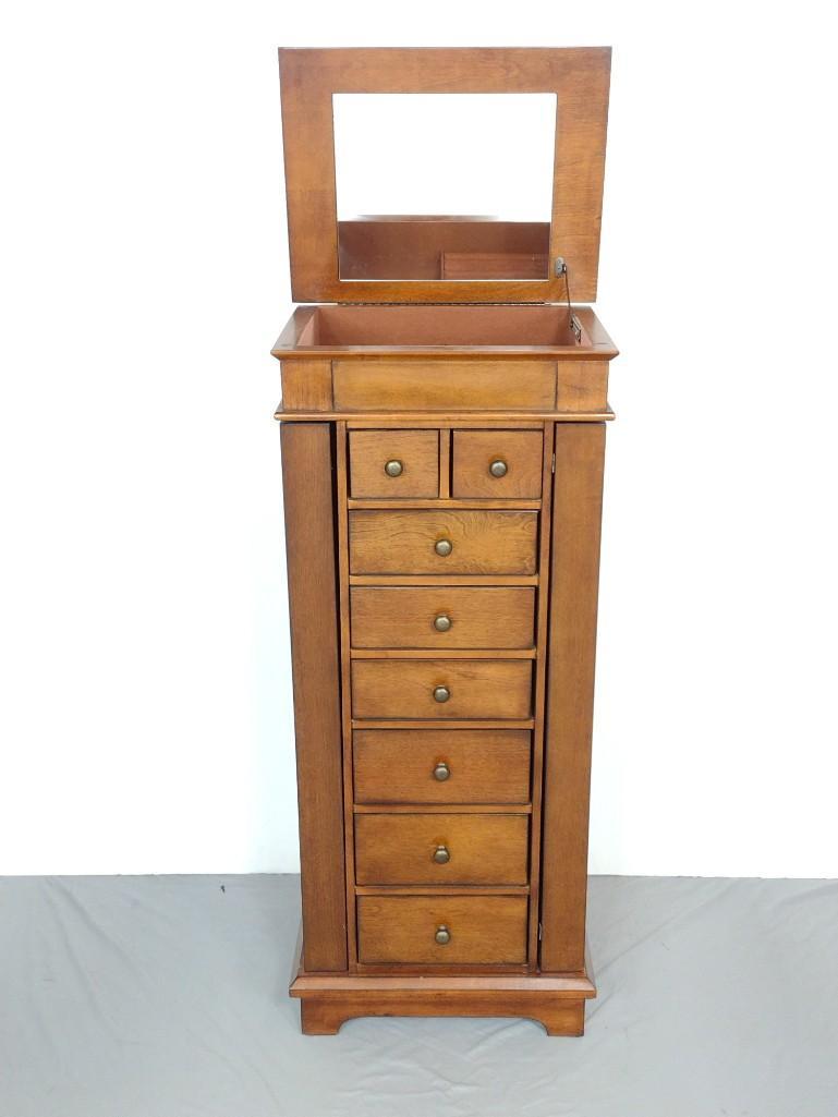 Ballard Designs Jewelry Chest: 18" wide X 15" deep X 42" high. MG. IMPORTANT: Before bidding, please read the terms and conditions. When you registered for the auction you agreed to these terms and will be required to comply with t