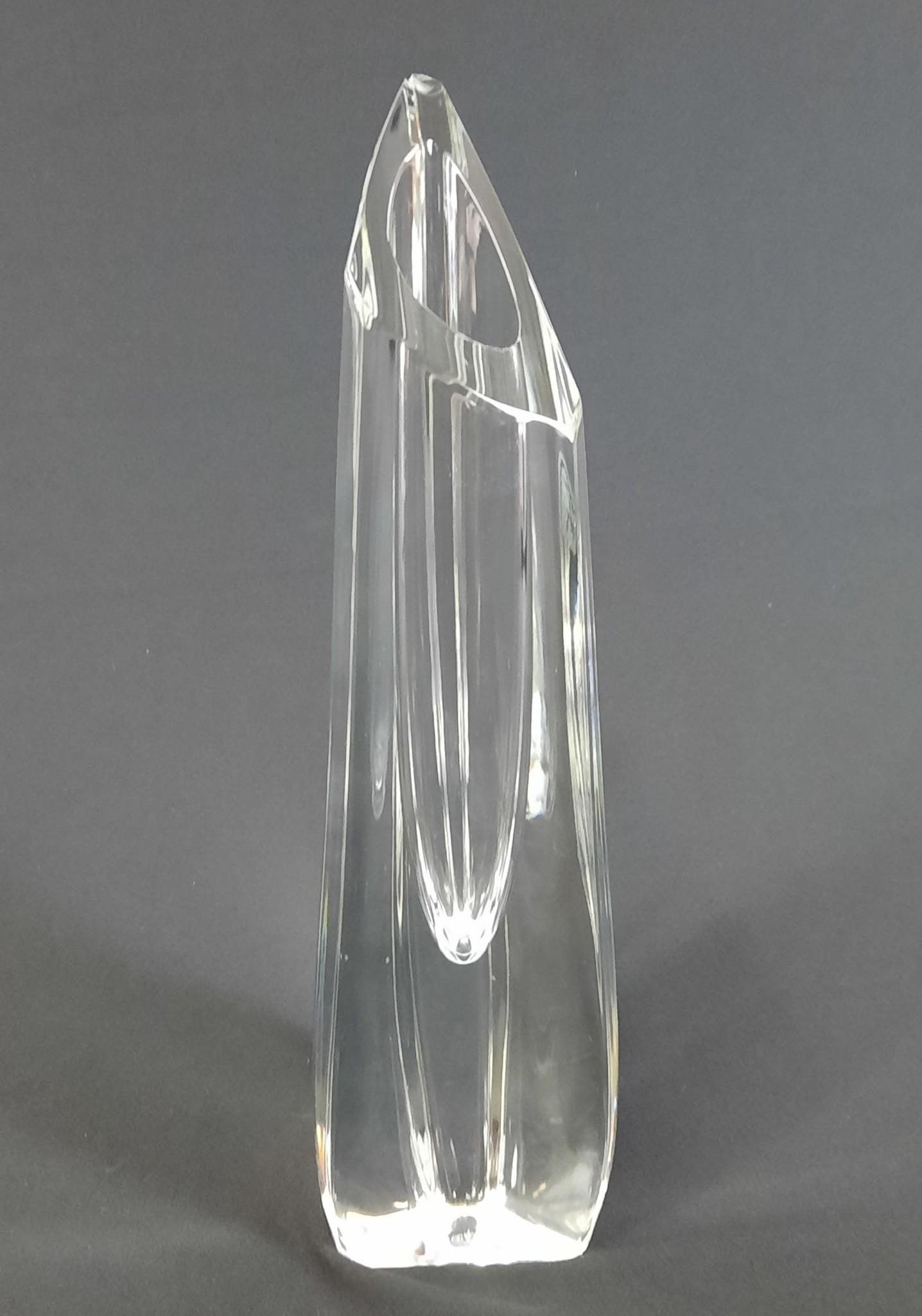 Baccarat Vase: 13" high x 3-3/4" wide. Loss to top. MH. IMPORTANT: Before bidding, please read the terms and conditions. When you registered for the auction you agreed to these terms and will be required