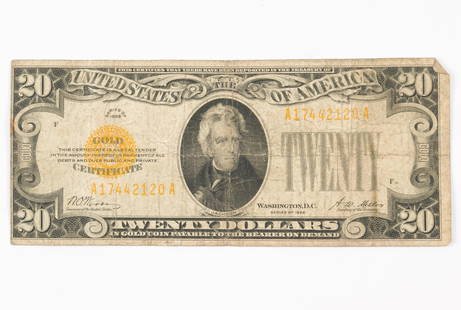 1928 $20.00 Gold Certificate: Circulated. RM IMPORTANT: Before bidding, please read the terms and conditions. When you registered for the auction you agreed to these terms and will be required to comply with them.