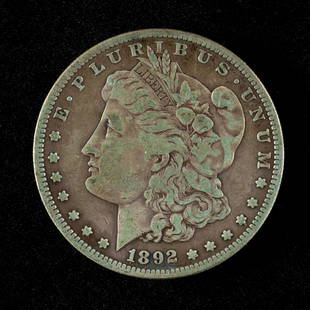 1892-S Morgan Silver Dollar: Fine. RM IMPORTANT: Before bidding, please read the terms and conditions. When you registered for the auction you agreed to these terms and will be required to comply with them.