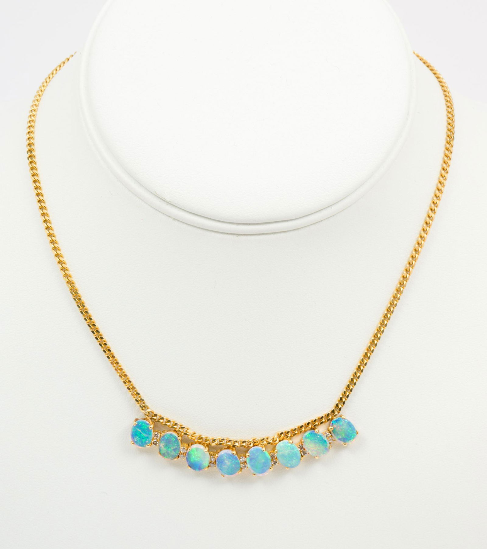 14K Gold, Opal & .21 CTW Diamond Necklace (1 of 5)