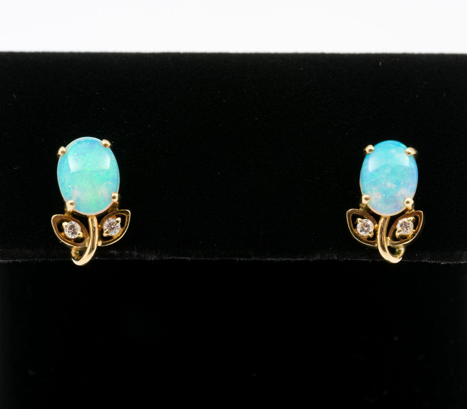 14K Gold, Opal & Diamond Earrings (1 of 4)
