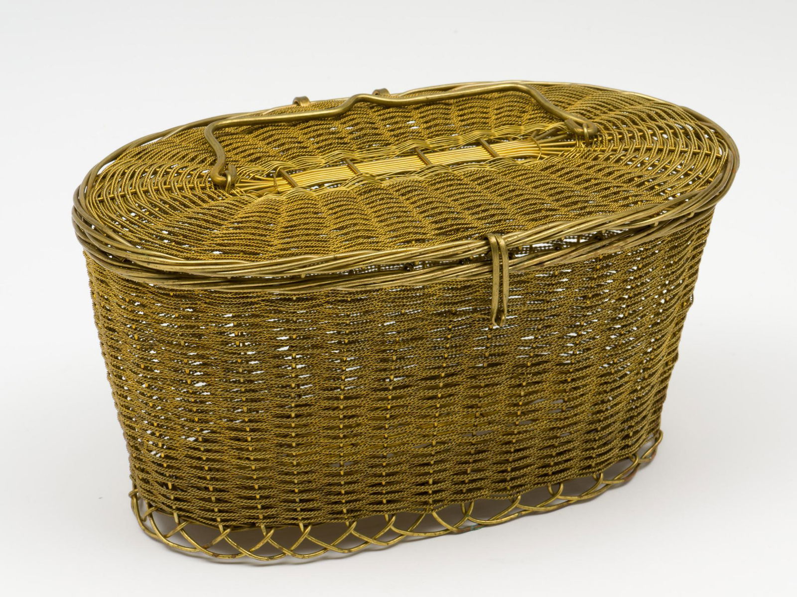 Woven Brass Basket Form Handbag (1 of 3)