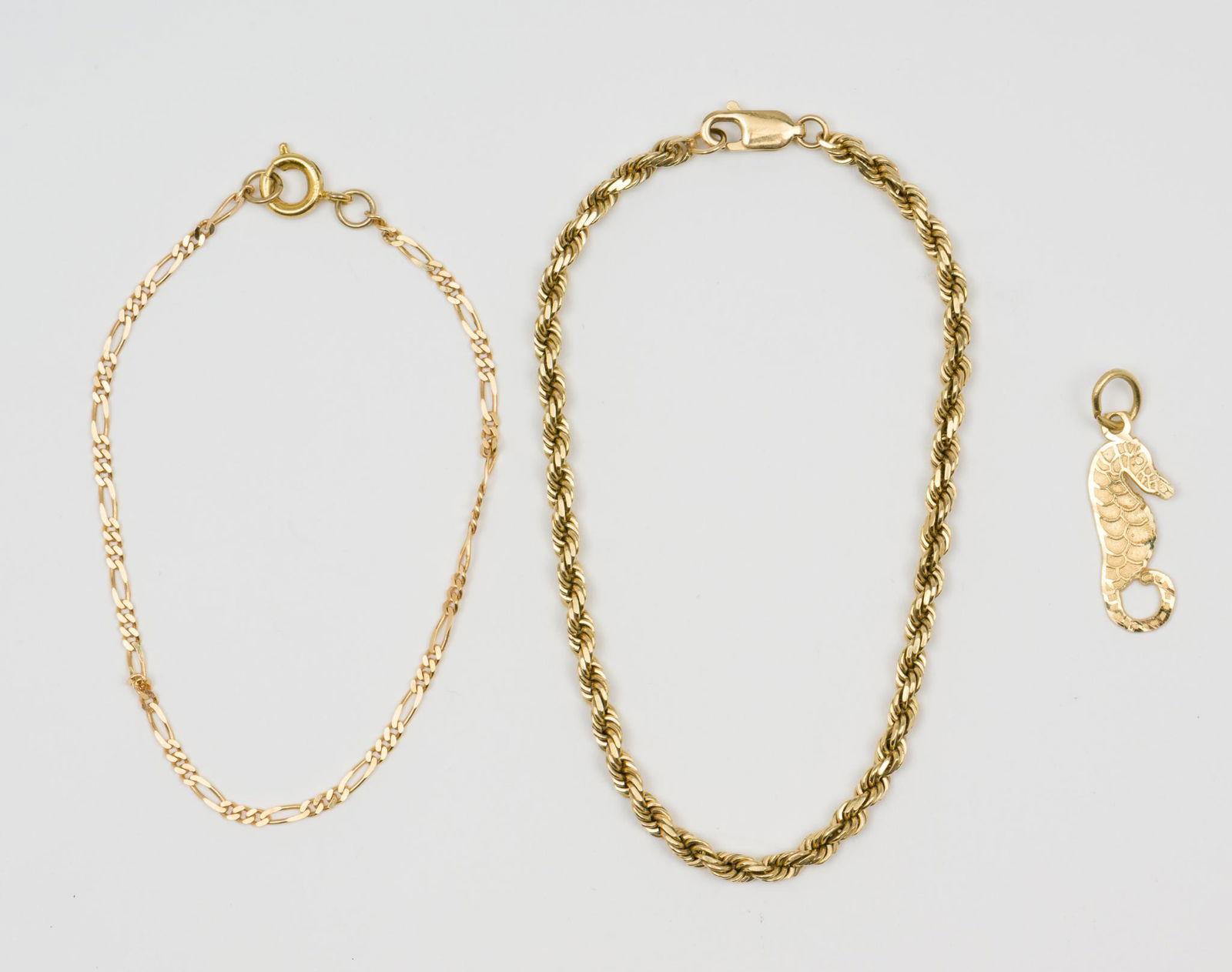 2 14K Gold Bracelets & Seahorse Charm (1 of 6)