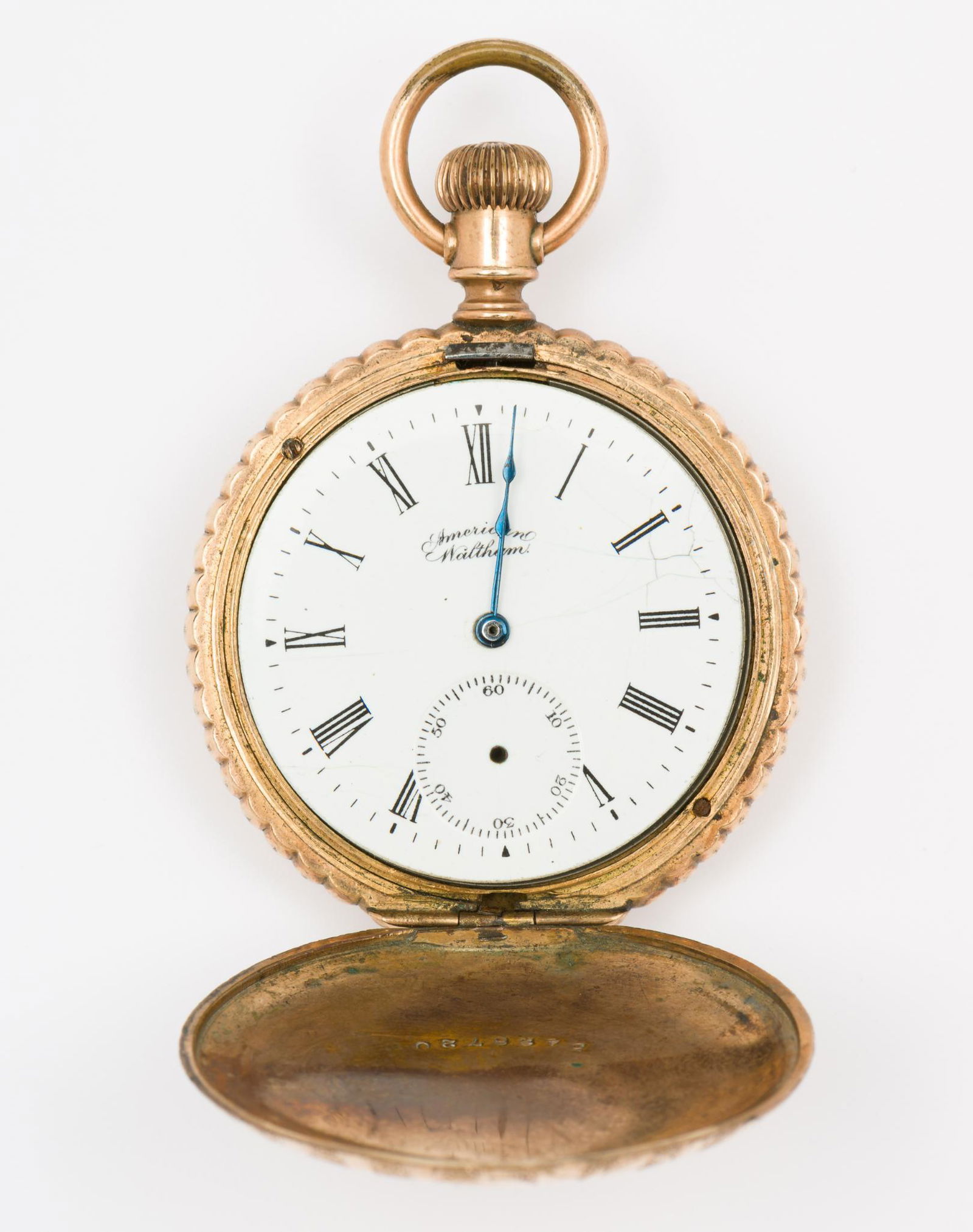 American Waltham 1889 Hunter Case Pocket Watch: 6 size. SN 8170395. Dial detached, no crystal with 12" gold filled chain. Orient case SN 5428720. Runs, starts and stops. MH IMPORTANT: Before bidding, please read the terms and conditions. When you r