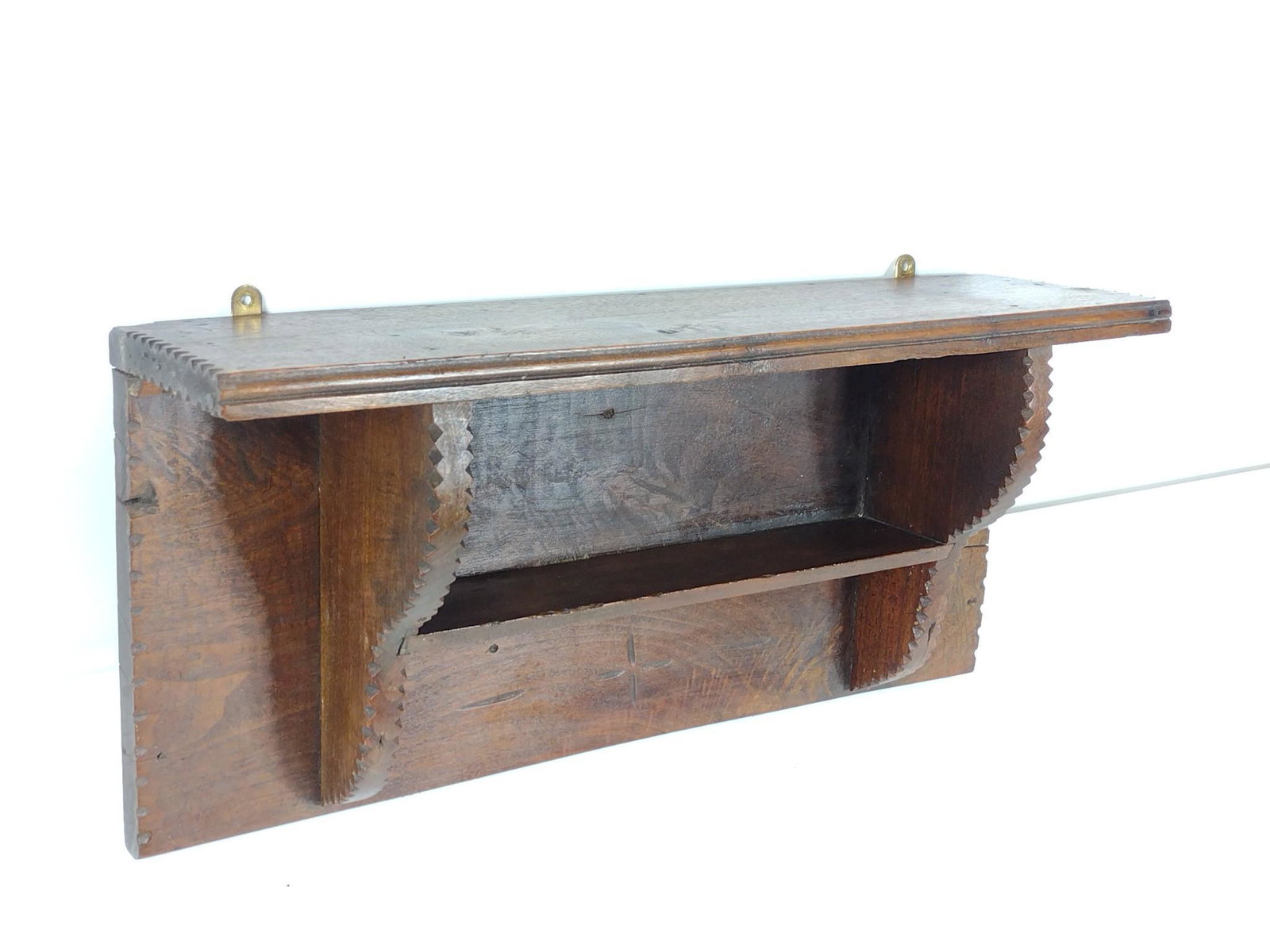 Chip Carved Wooden Wall Shelf (1 of 3)