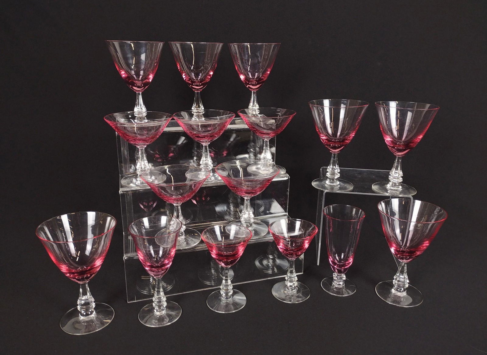 16 Pcs Pink Stemware (1 of 1)