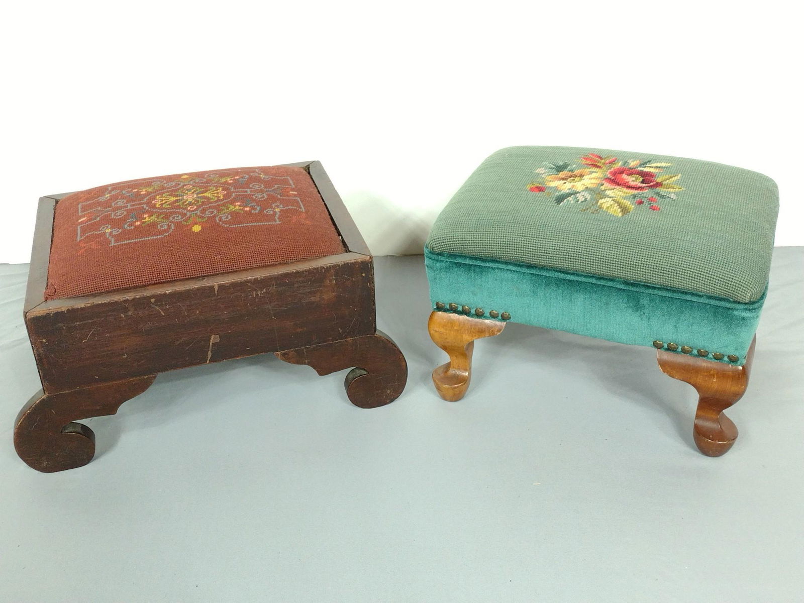 Two Needlepoint Foot Stools (1 of 4)