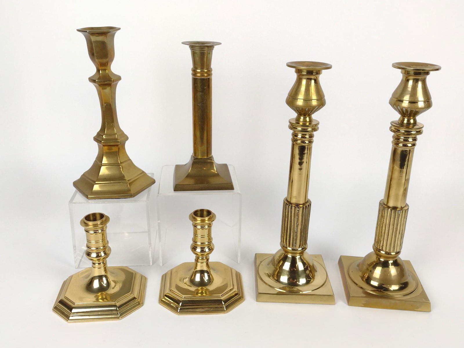 6 Brass Candlesticks (1 of 3)