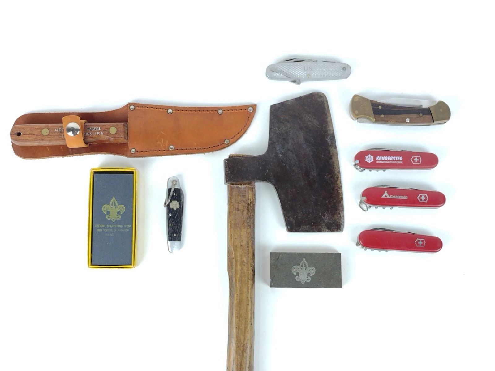 10 Vintage Knives, Hatchet, & Sharpening Stones (1 of 9)