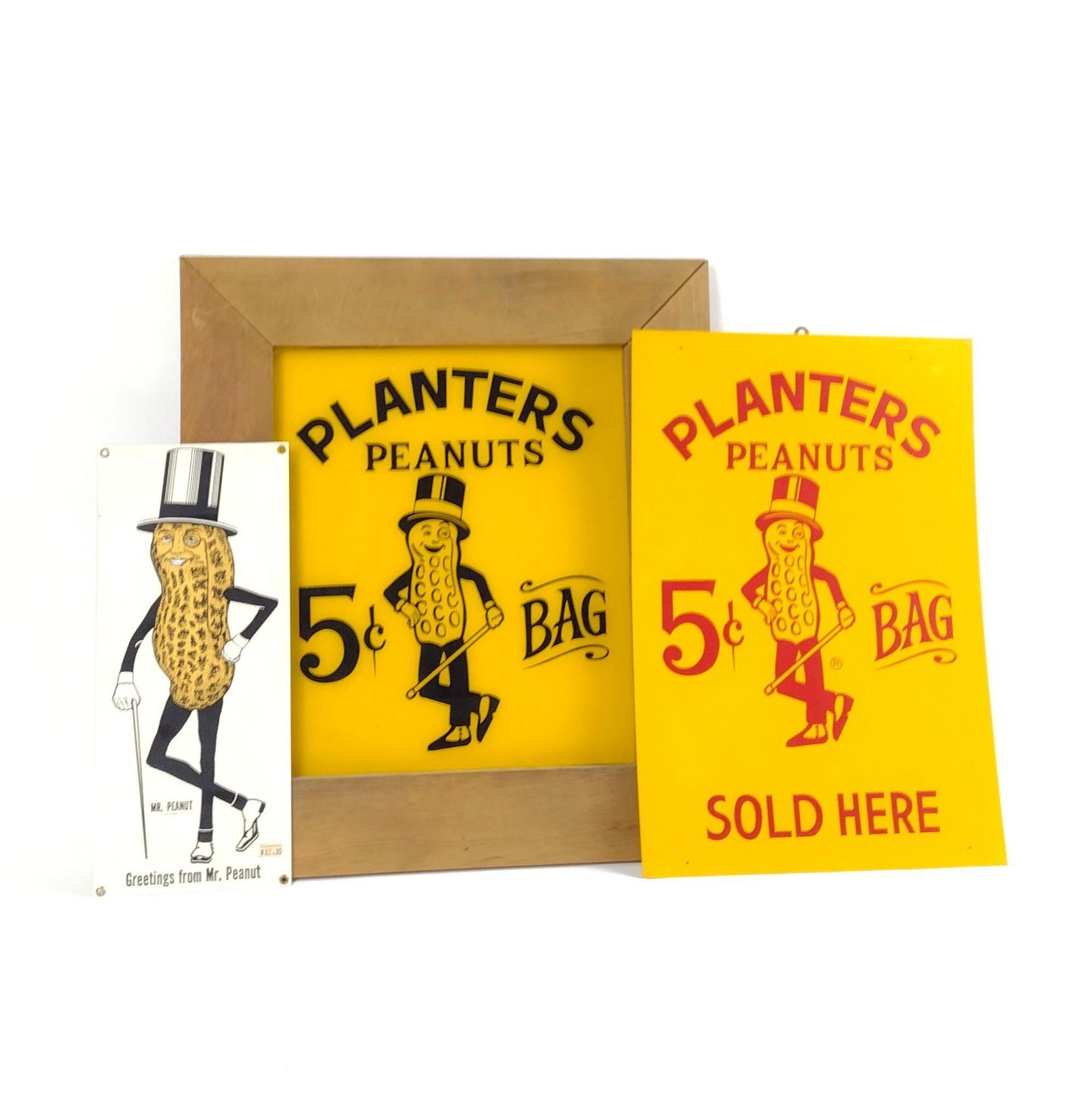 2 Tin & 1 Glass Planters Peanut Signs (1 of 4)