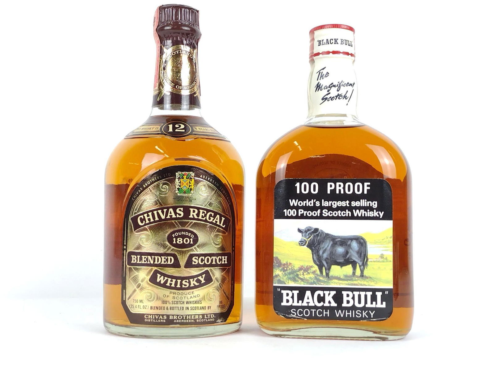 2 Estate Bottles Scotch Whisky Incl Chivas Regal & Black Bull (1 of 2)