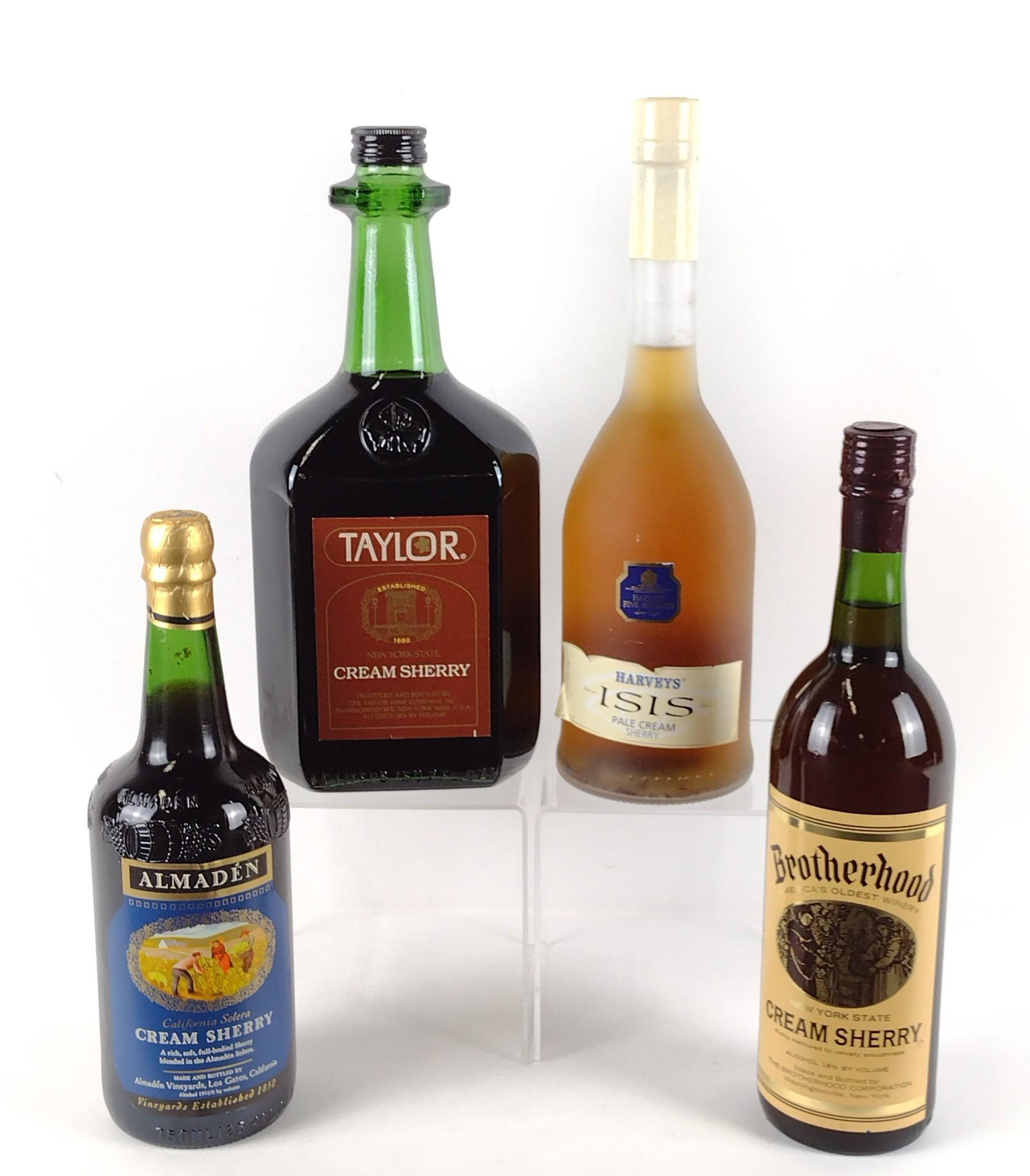 4 Estate Bottles of Cream Sherry Incl Brotherhood: All sealed and unopened. 750 mL to 1.5 L. DP. This lot cannon be shipped. IMPORTANT: Before bidding, please read the terms and conditions. When you registered for the auction you agreed to these terms