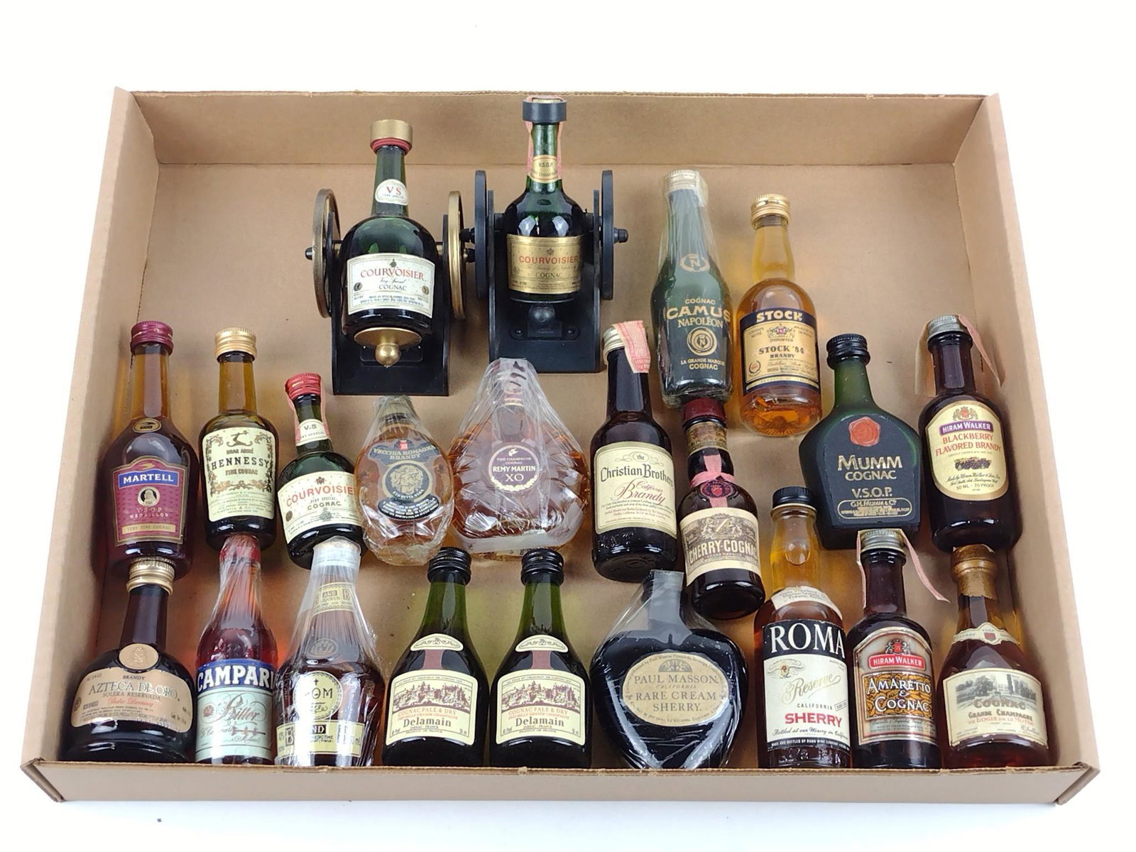 22 Miniature Bottles of Estate Brandy, Wine, & Champagne: All sealed and unopened. DP. This lot cannot be shipped. IMPORTANT: Before bidding, please read the terms and conditions. When you registered for the auction you agreed to these terms and will be requ