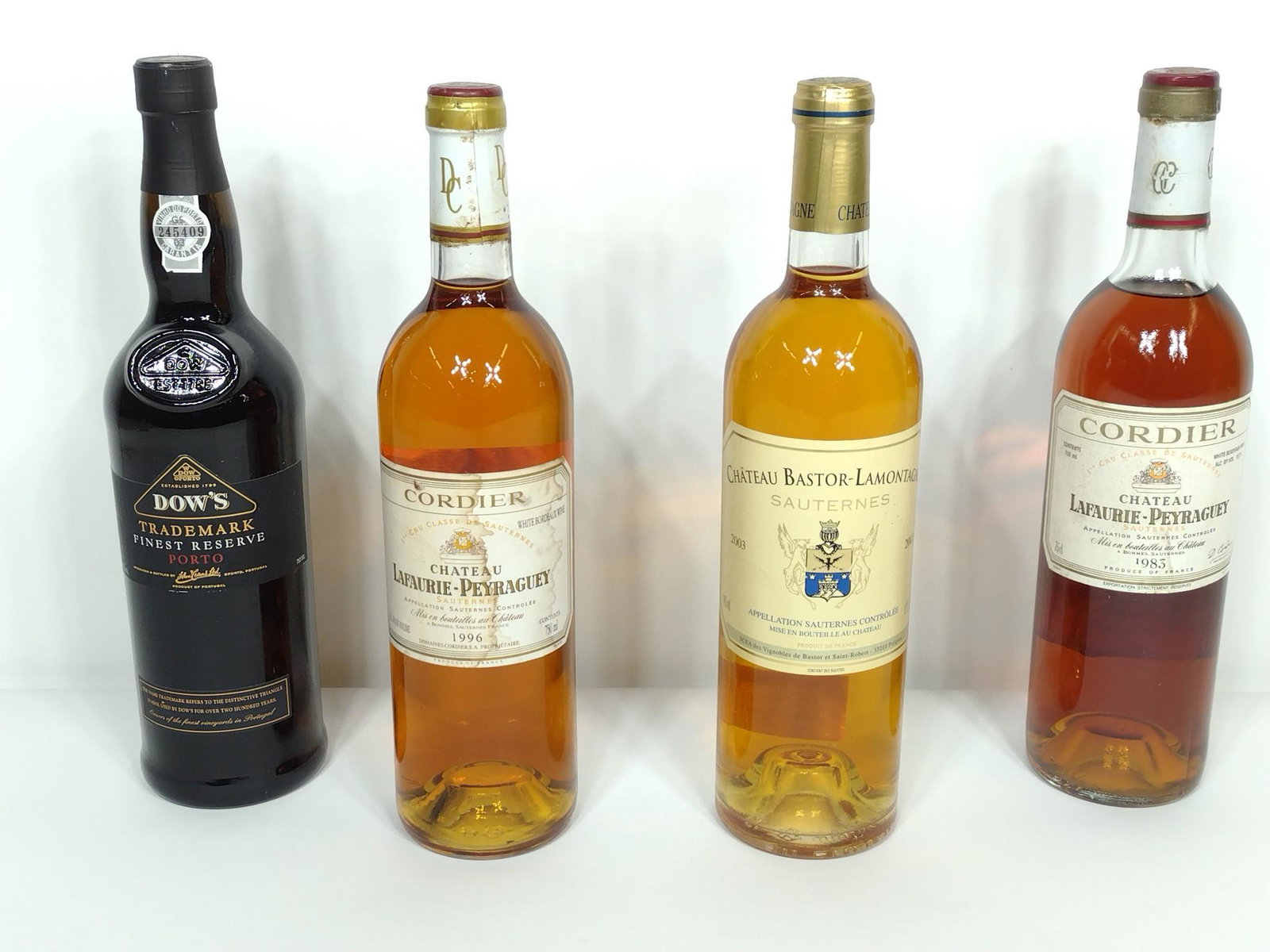 4 Estate Bottle Wine Incl Chateau Bastor-Lamontagne: Also includes Cordier & Dow's reserve. All sealed and unopened. This lot cannot be shipped. MG. This lot cannot be shipped. IMPORTANT: Before bidding, please read the terms and conditions. When you re