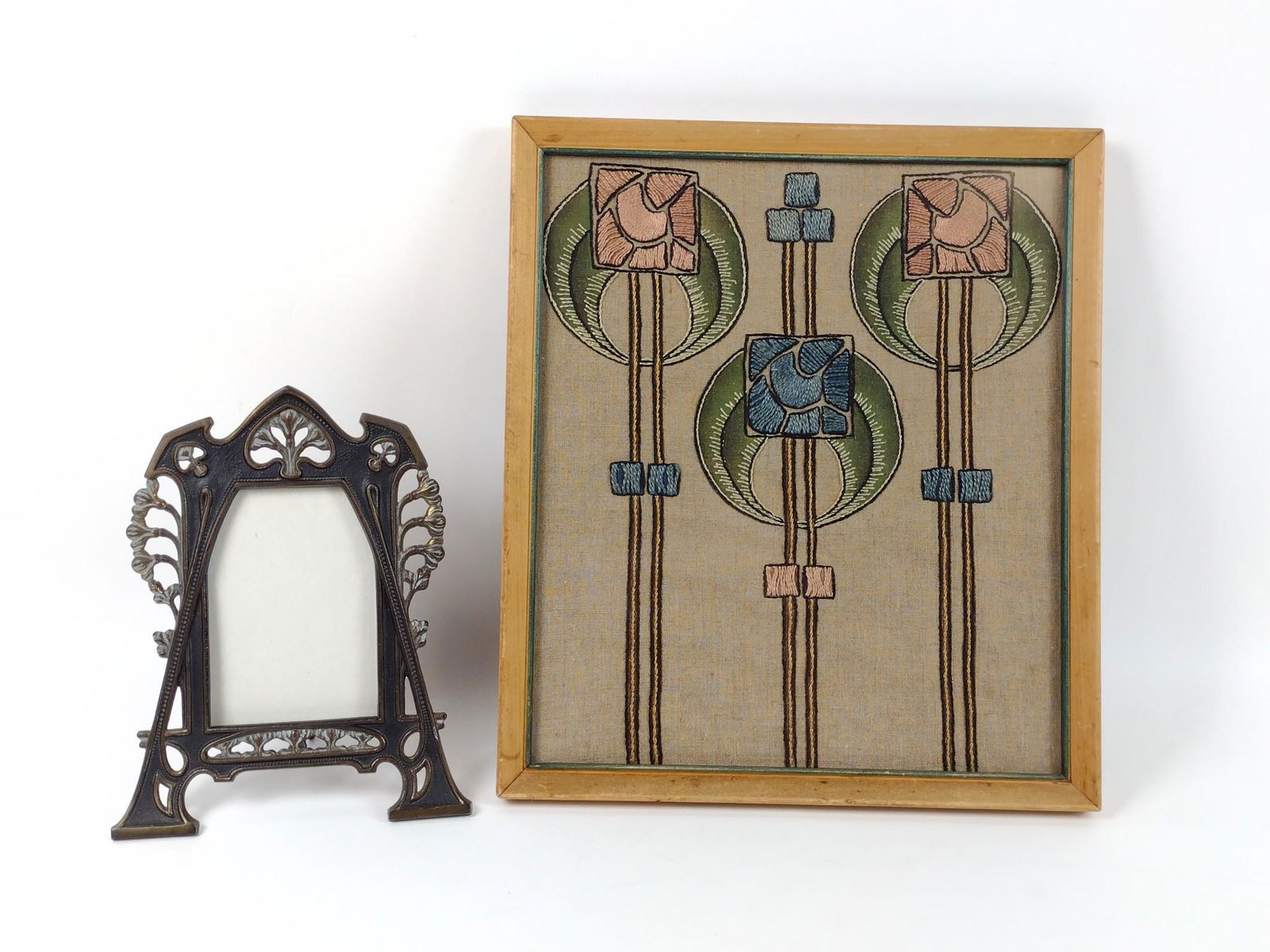 Art Nouveau Picture Frame and Needlework (1 of 2)