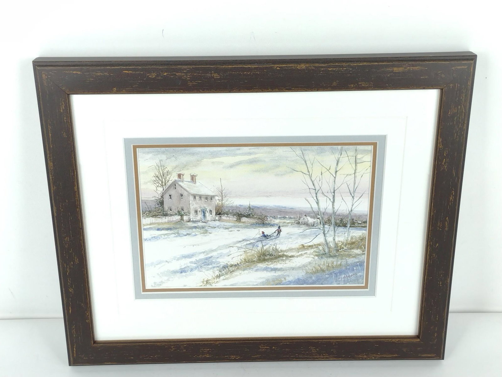 Dave Adam "Winter Time in Hershey, PA" Watercolor: Overall with frame 10-3/4" high x 13-1/4" wide. KE. IMPORTANT: Before bidding, please read the terms and conditions. When you registered for the auction you agreed to these terms and will be required 