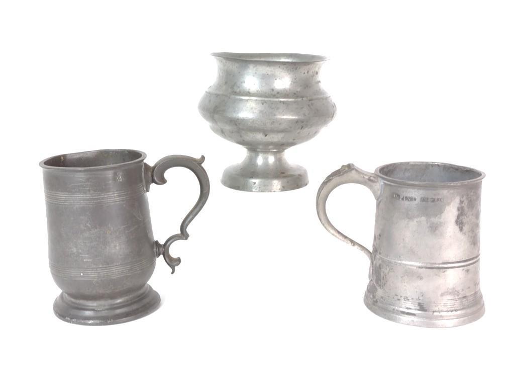 3 19th c Antique Pewter Vessels (1 of 3)
