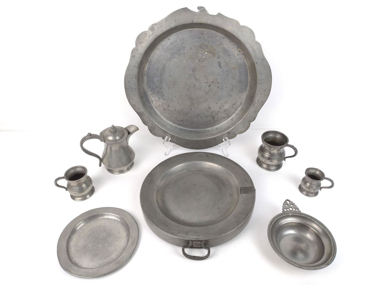 8 Pcs Antique Pewter Incl English (1 of 11)