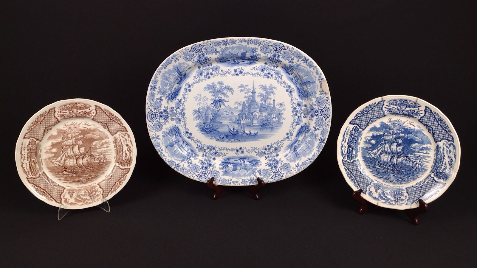3 Pcs Transferware Platter and Nautical Plates (1 of 7)