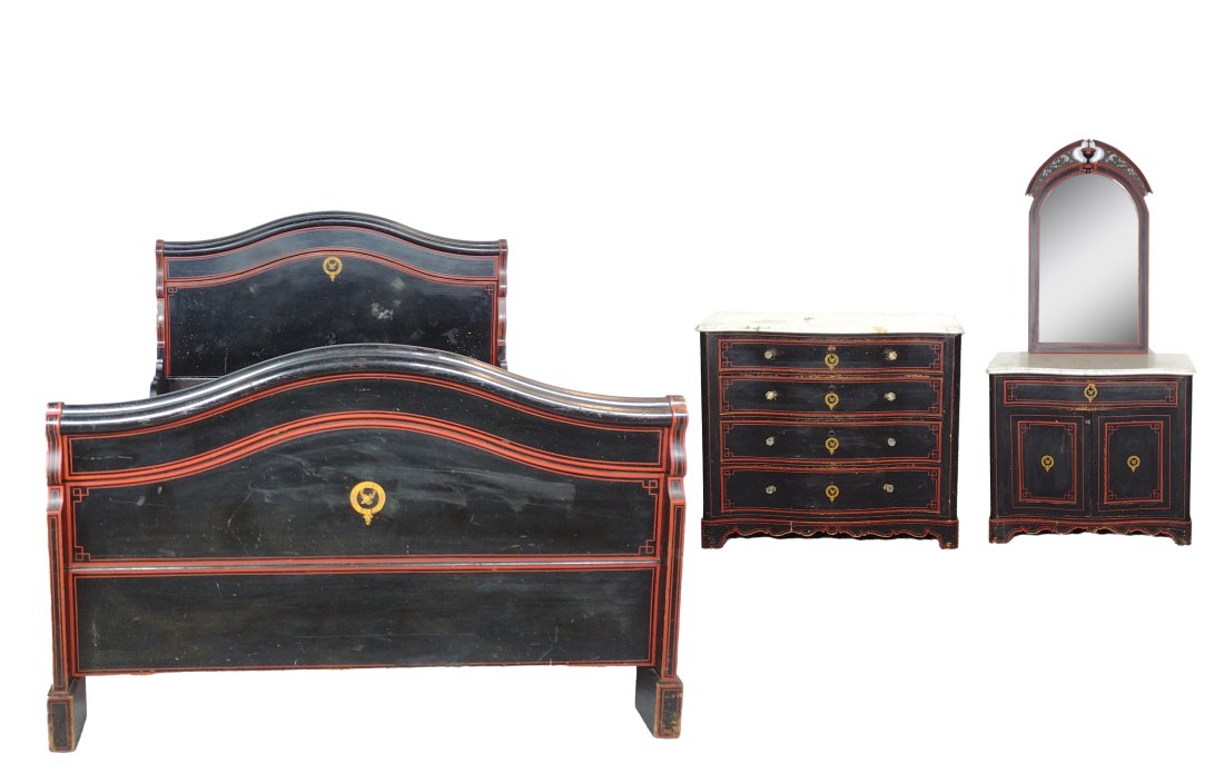 Four Pc Attrib. Hudson River Painted Bedroom Set (1 of 16)