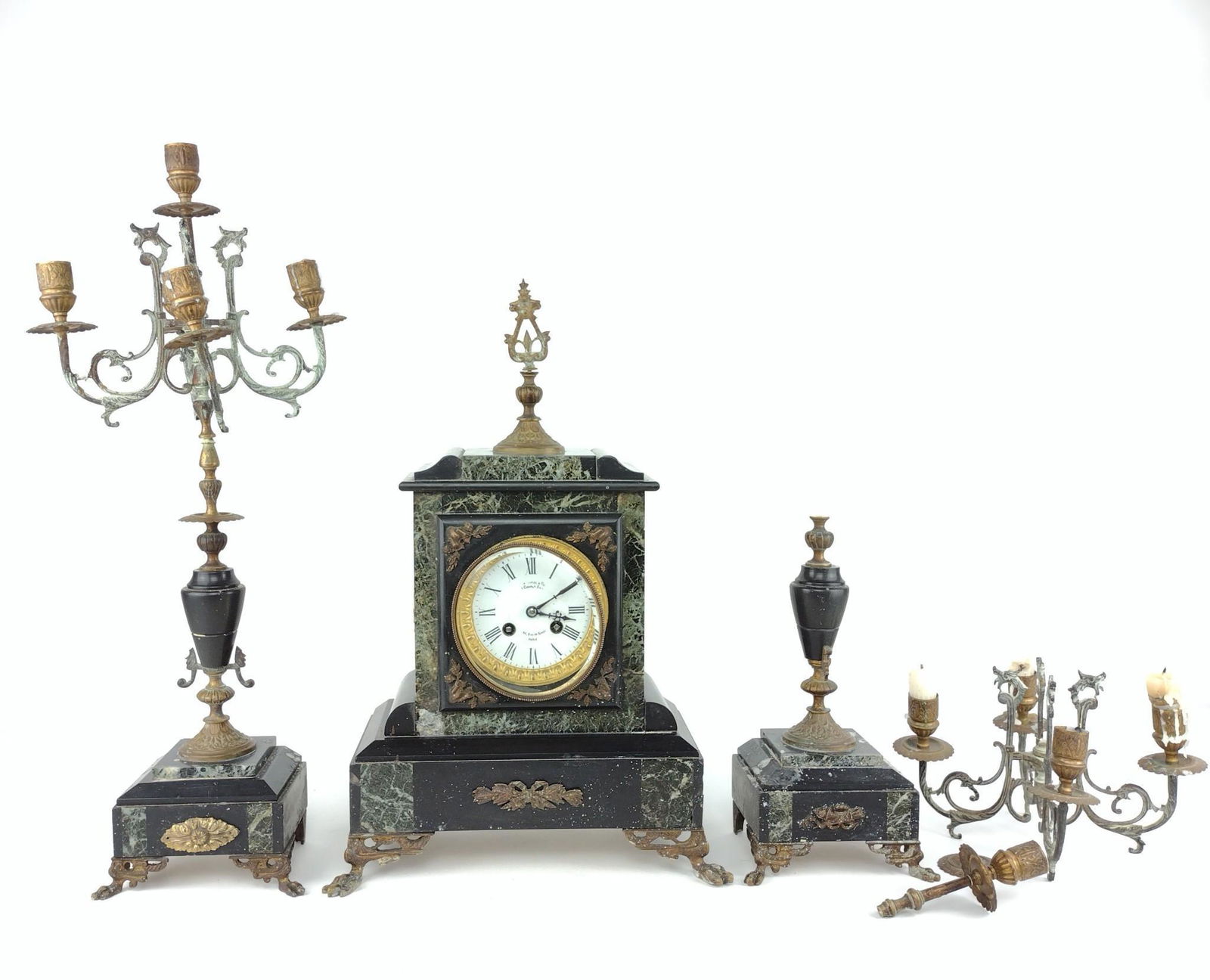 A La Gerge Dor Chapes Rue De Rivoli Clock Garniture Set (1 of 12)