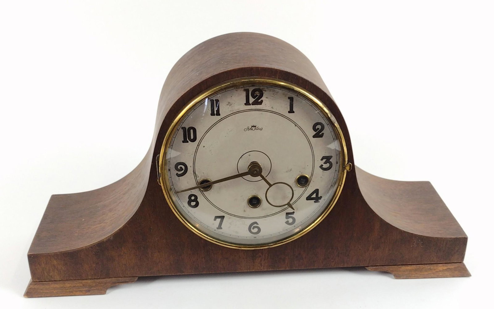 Style King Mantel Clock: Working. 16-1/4" wide X 4-3/4" deep X 8-1/4" high. DM IMPORTANT: Before bidding, please read the terms and conditions. When you registered for the auction you agreed to these terms and will be require