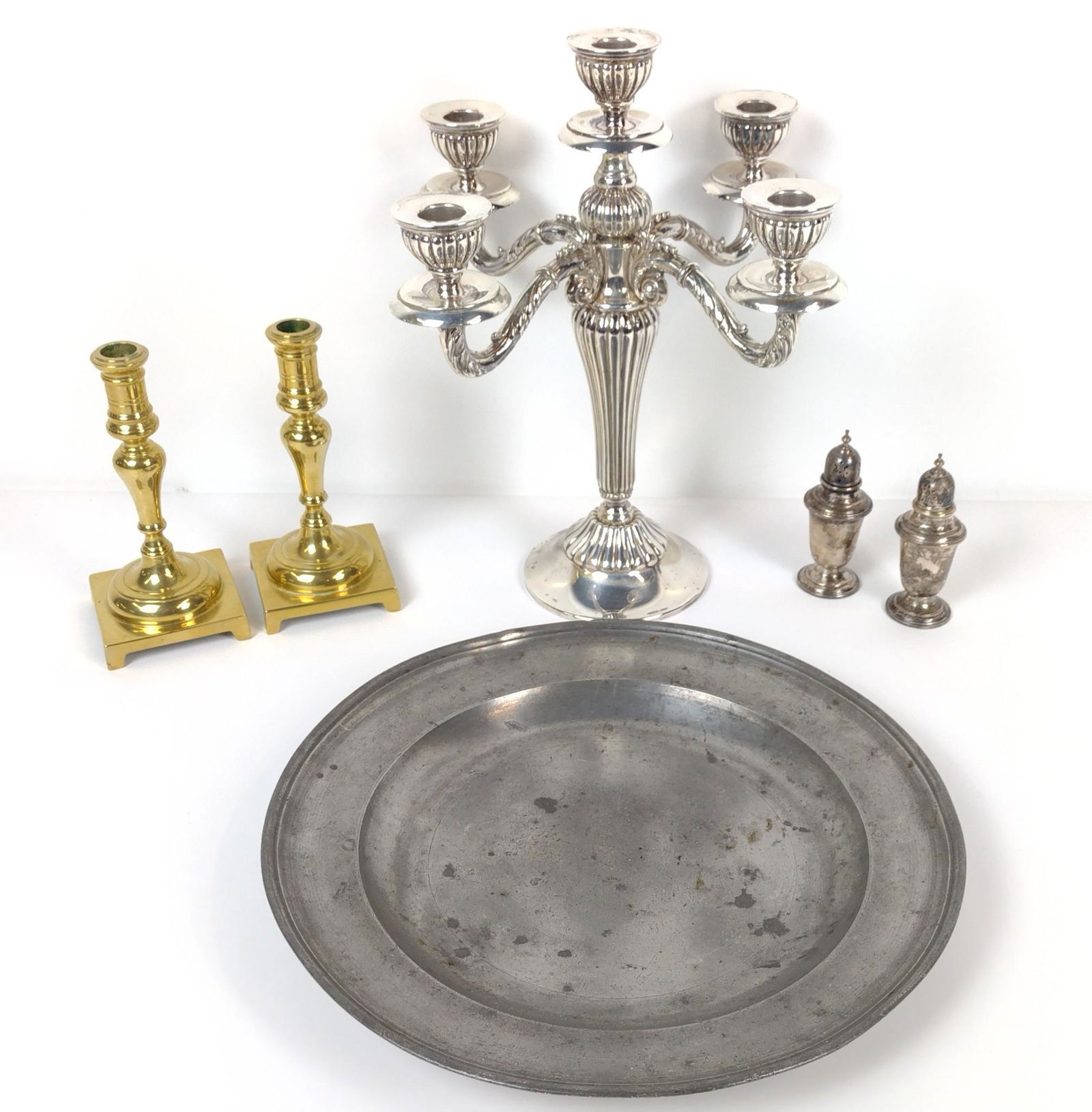 5 Pcs Sterling, Pewter, Silverplate And Brass (1 of 9)