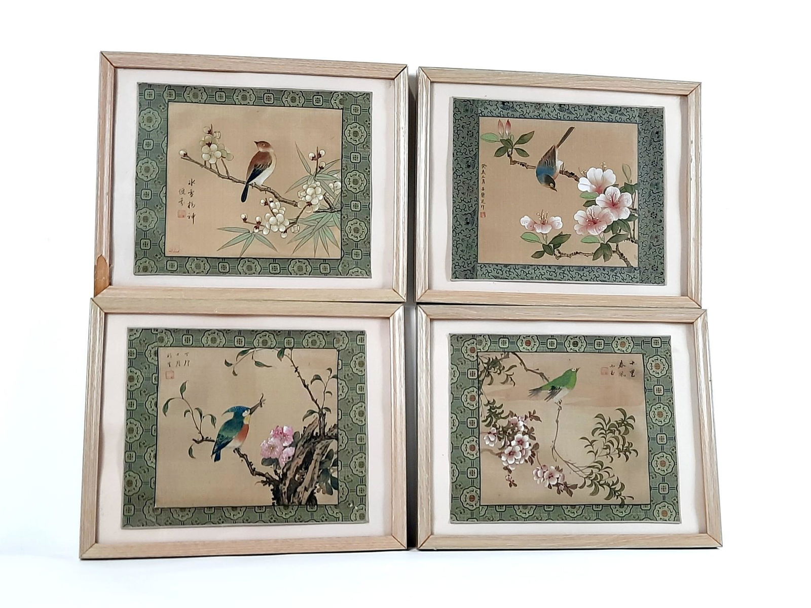 4 Asian Bird Paintings on Fabric (1 of 5)