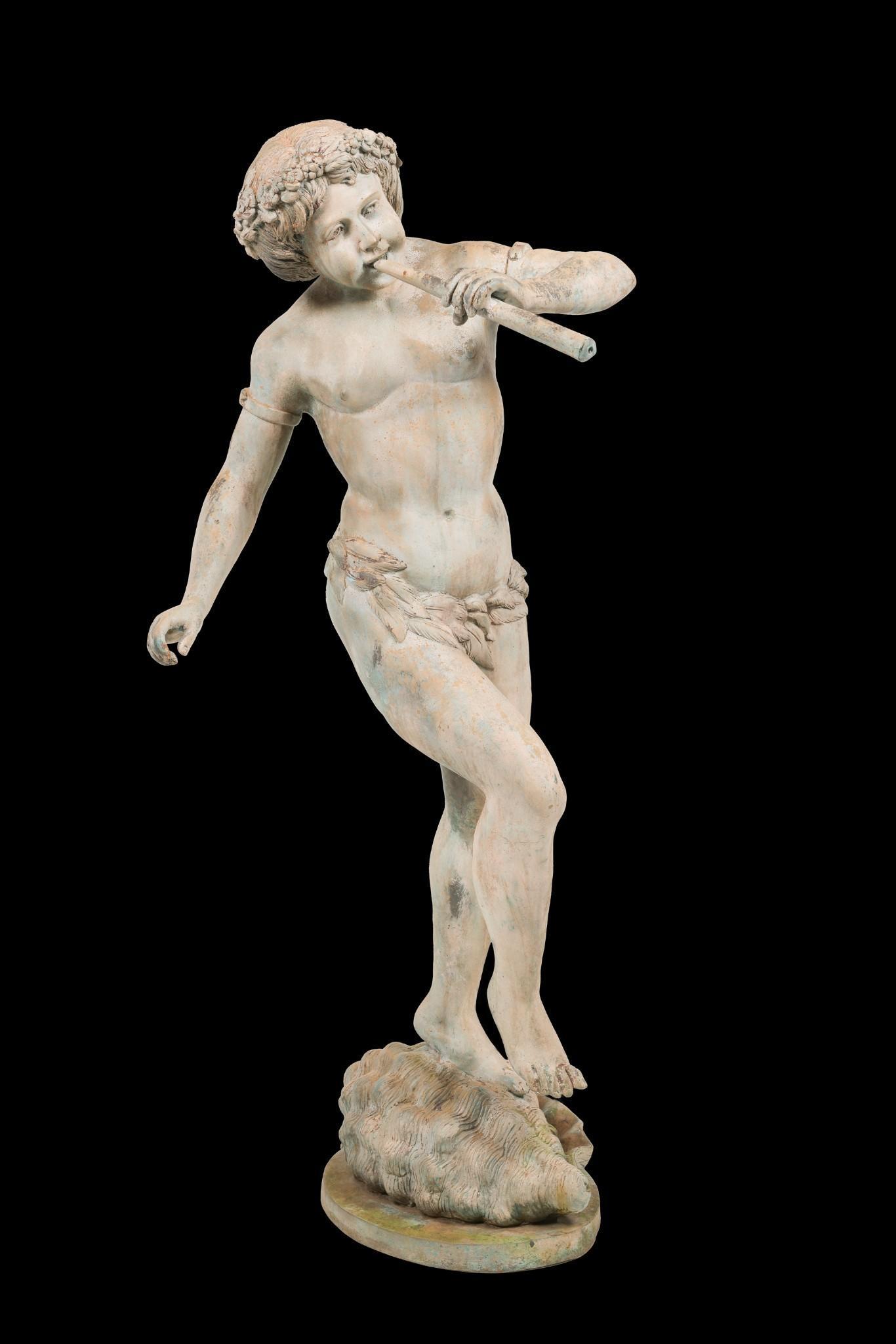 52" Tall Bronze Fountain of Boy with Flute (1 of 8)