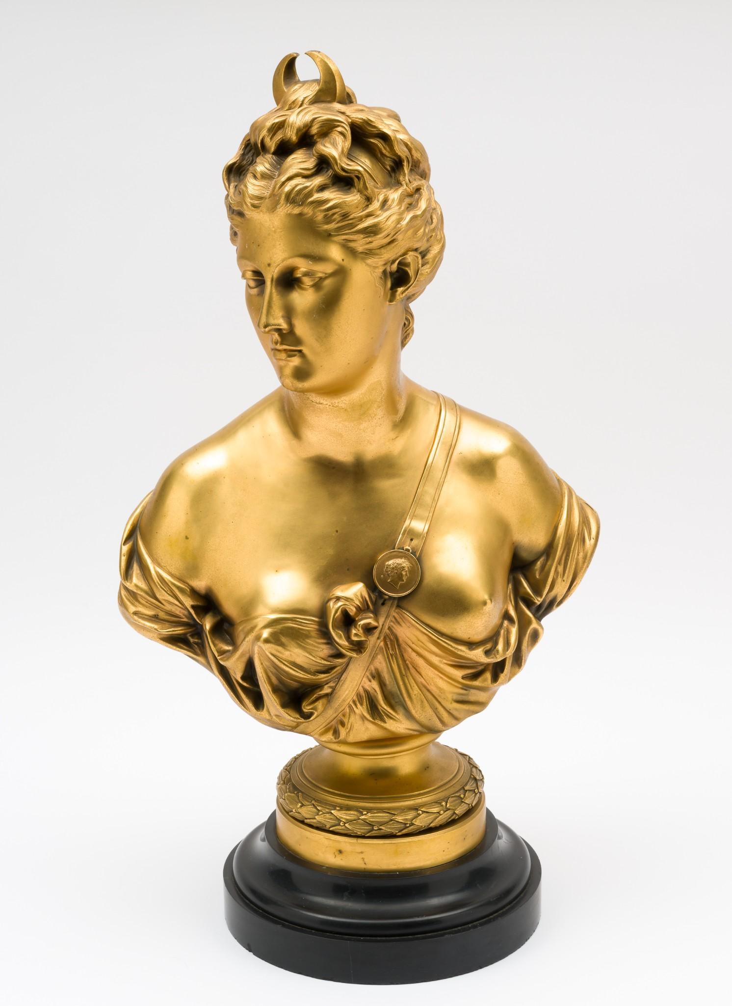Gilt Bronze Bust of Diana after Houdon (France, 1741-1828) (1 of 8)