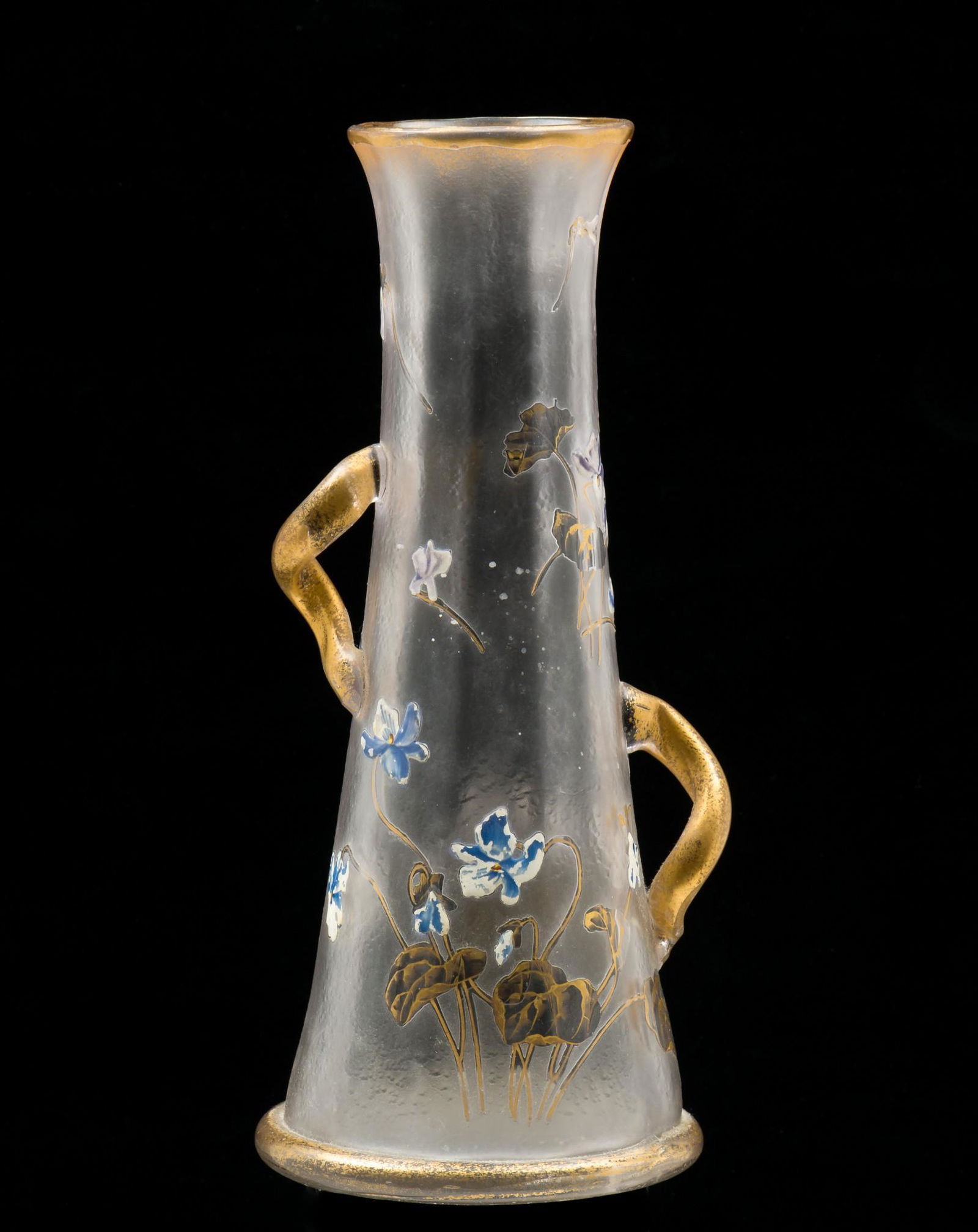 Legras Mont Joye Ice Chip Vase with Violets (1 of 5)