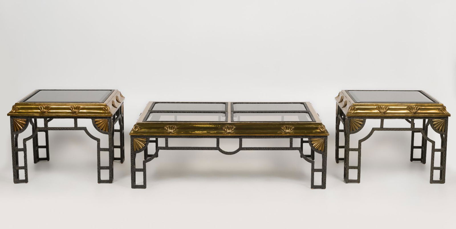 Iron and Brass Glass Top Coffee & End Tables (1 of 6)
