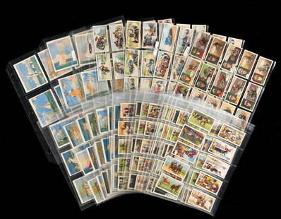 7 Sets Racing Cigarette Cards: Includes two full sets Racing Scenes, series of 48, issued by Gallaher Ltd.; three full sets Racing Yachts, series of 25, from paintings by Charles Pears, ROI, issued by John Player & Sons; Famous Dir