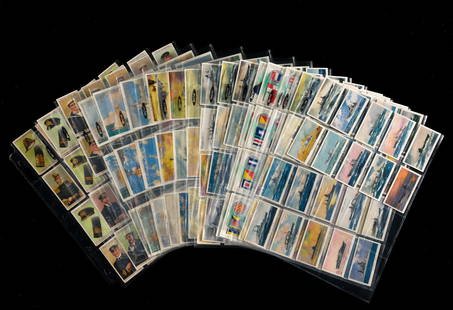 6 Sets Naval Cigarette Cards: Includes Naval Dress and Badges, series of 50, issued by W.D. & H.O. Wills; Racing Yachts, series of 25, from paintings by Charles Pears, R.O.I., issued by John Player & Sons; British Naval Craft, ser