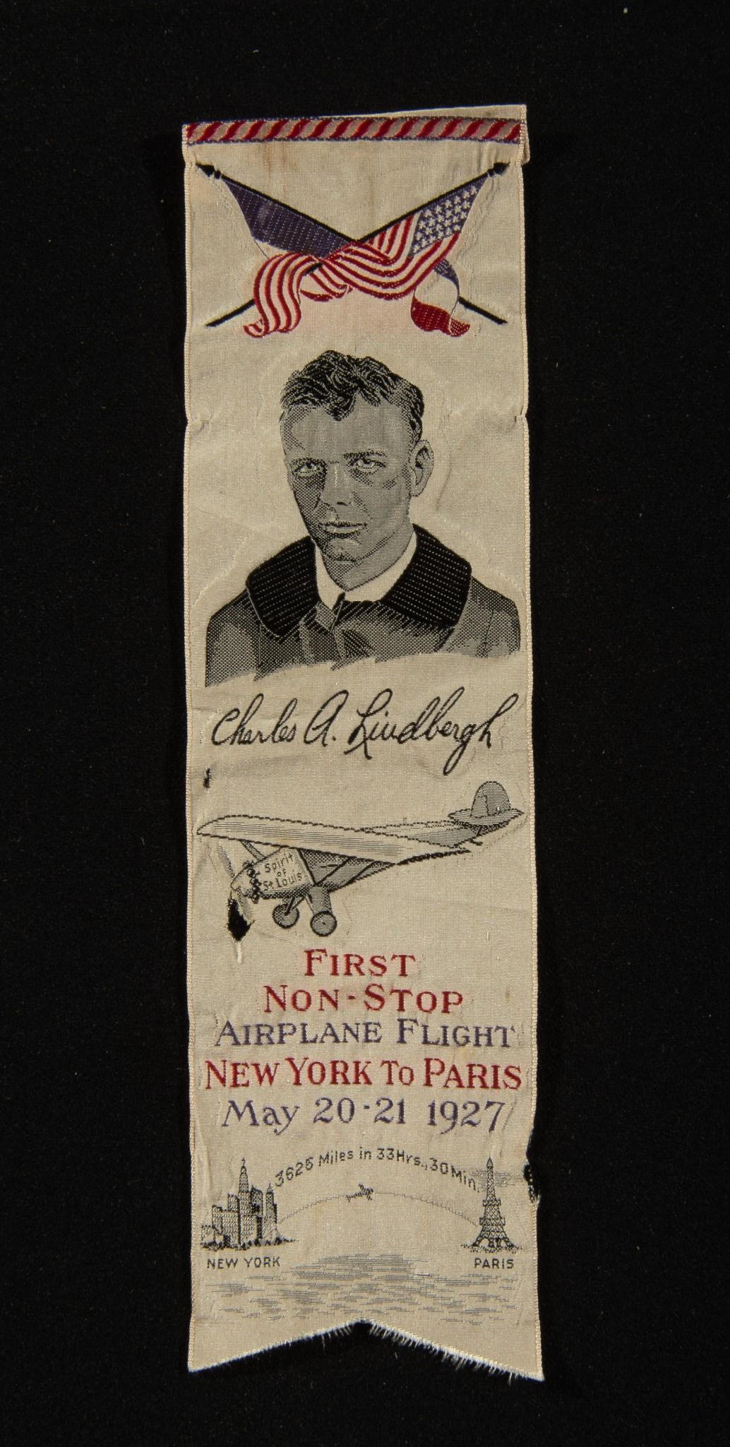 1927 Charles Lindbergh Commemorative Silk Ribbon (1 of 3)