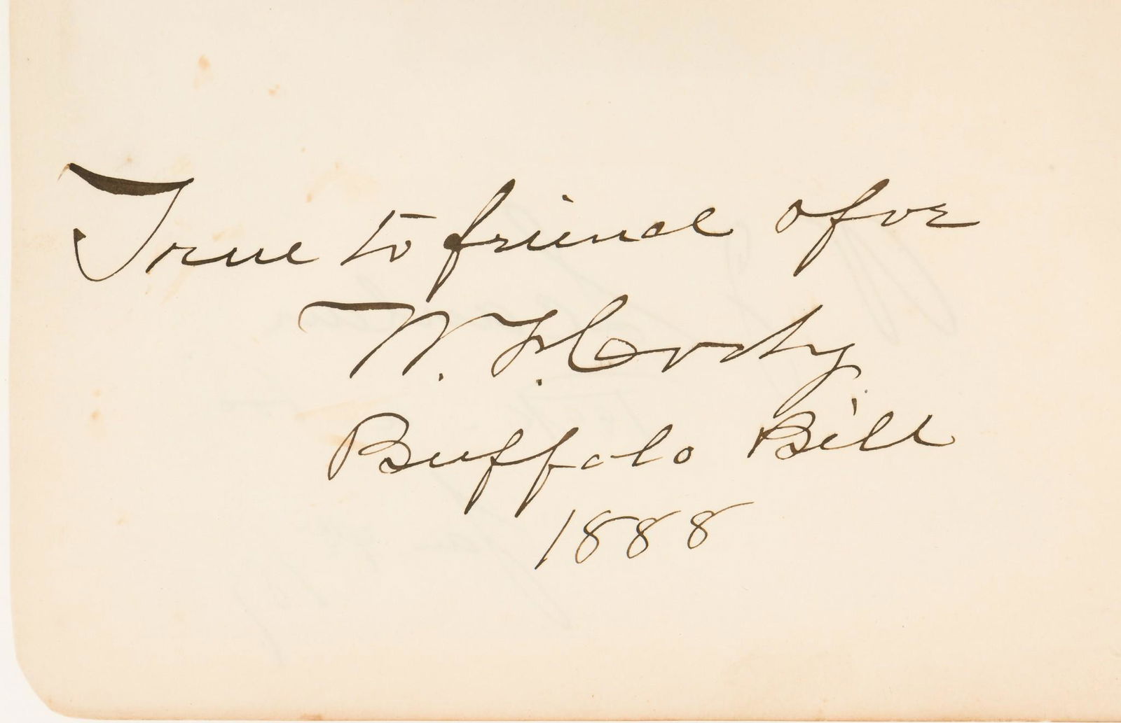 William F. “Buffalo Bill” Cody Signed Page (1 of 3)