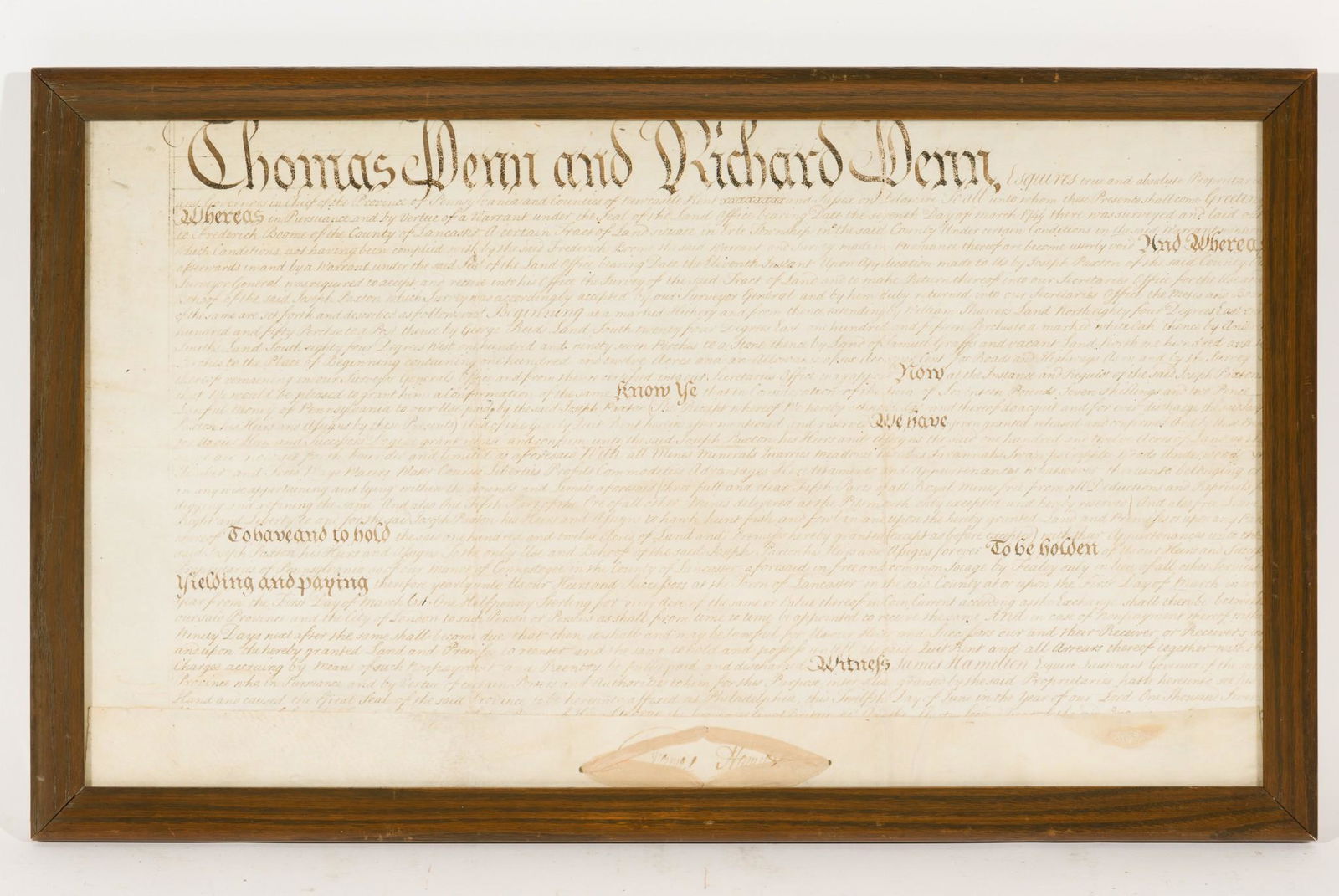 Land Grant Dated 1744 Issued to Joseph Paxton (1 of 5)