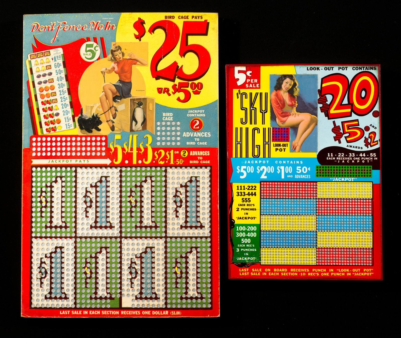 2 Vintage Pin-Up Punch Boards Incl Sky High (1 of 5)