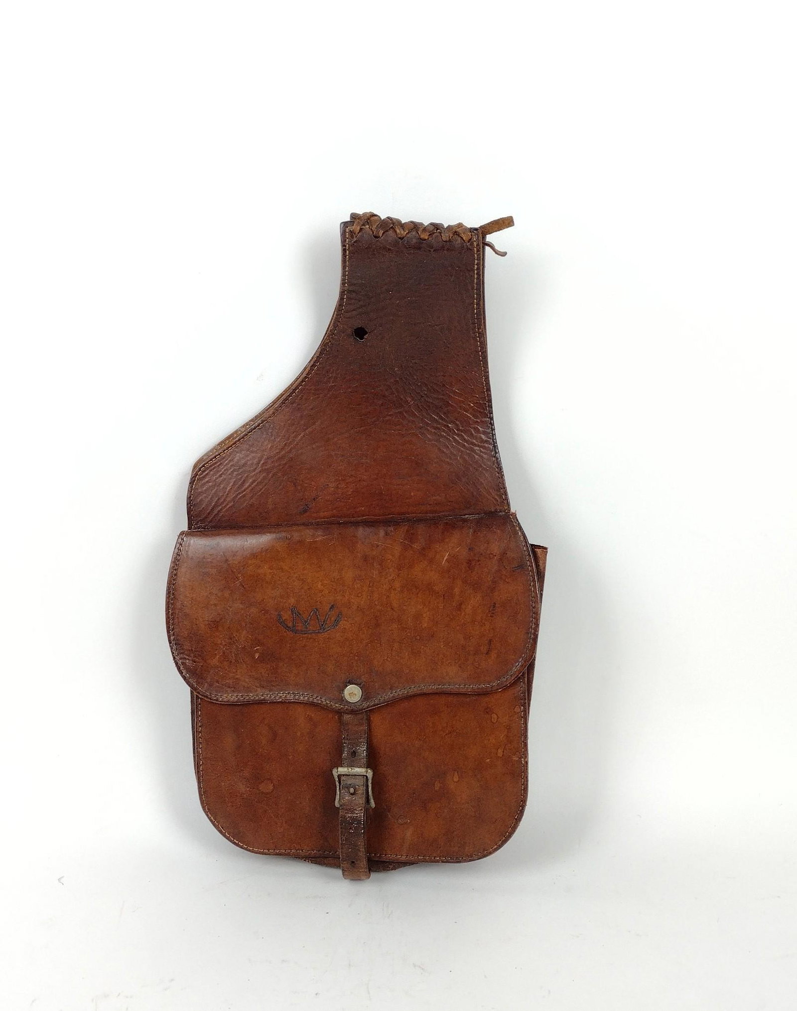 Pair of Vintage Martinez Saddlery Saddle Bags: Incised V. Sipoli with brand. 19" long and 11-1/4" wide. MEG IMPORTANT: Before bidding, please read the terms and conditions. When you registered for the auction you agreed to these terms and will be 