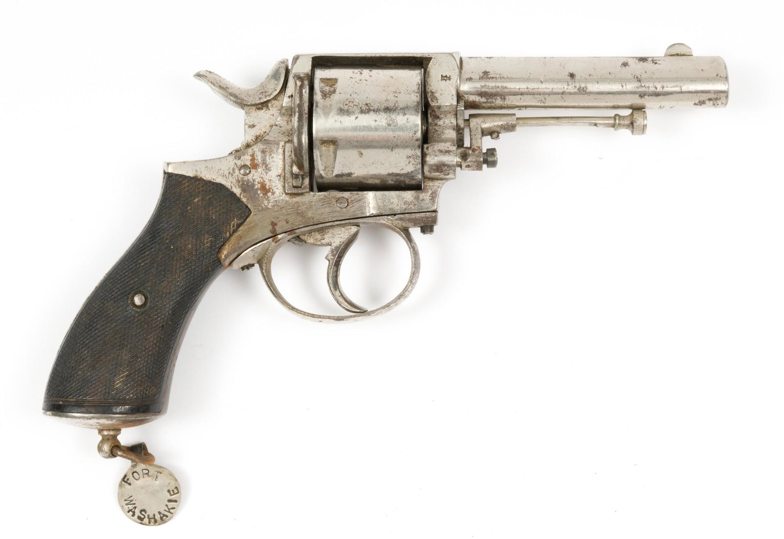19th C. Belgian "British Constabulary" Double Action Revolver, Cal. .38cf: Serial Number: NSN Design: 19th century 6-shot revolver with Liege proof marks. M Also marked "JA & C" beneath crown, trade mark of Jules and Alfred Ancion & Cie, a Belgian gun making dynasty from 178
