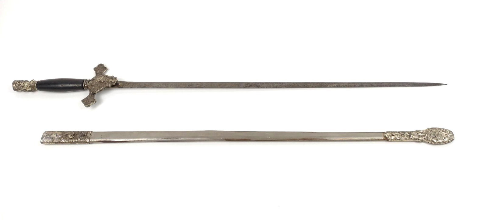 Knights Of Columbus Sword In Sheath: Overall 37-1/4" long. Blade etched "T.C Gleason Chicago ILL". MG. GTTS(I)-62. IMPORTANT: Before bidding, please read the terms and conditions. When you registered for the auction you agreed to these t